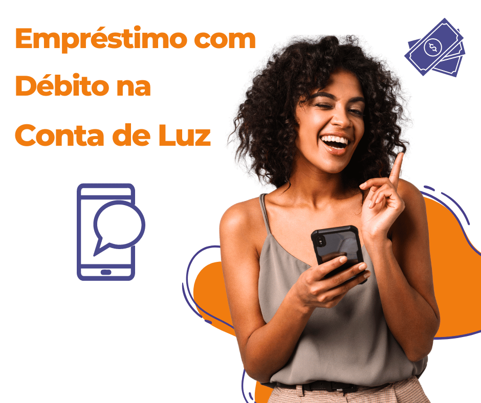 imagem de mulher feliz com a liberação do crédito rápido com o empréstimo com débito na conta de luz da CrediConfiance